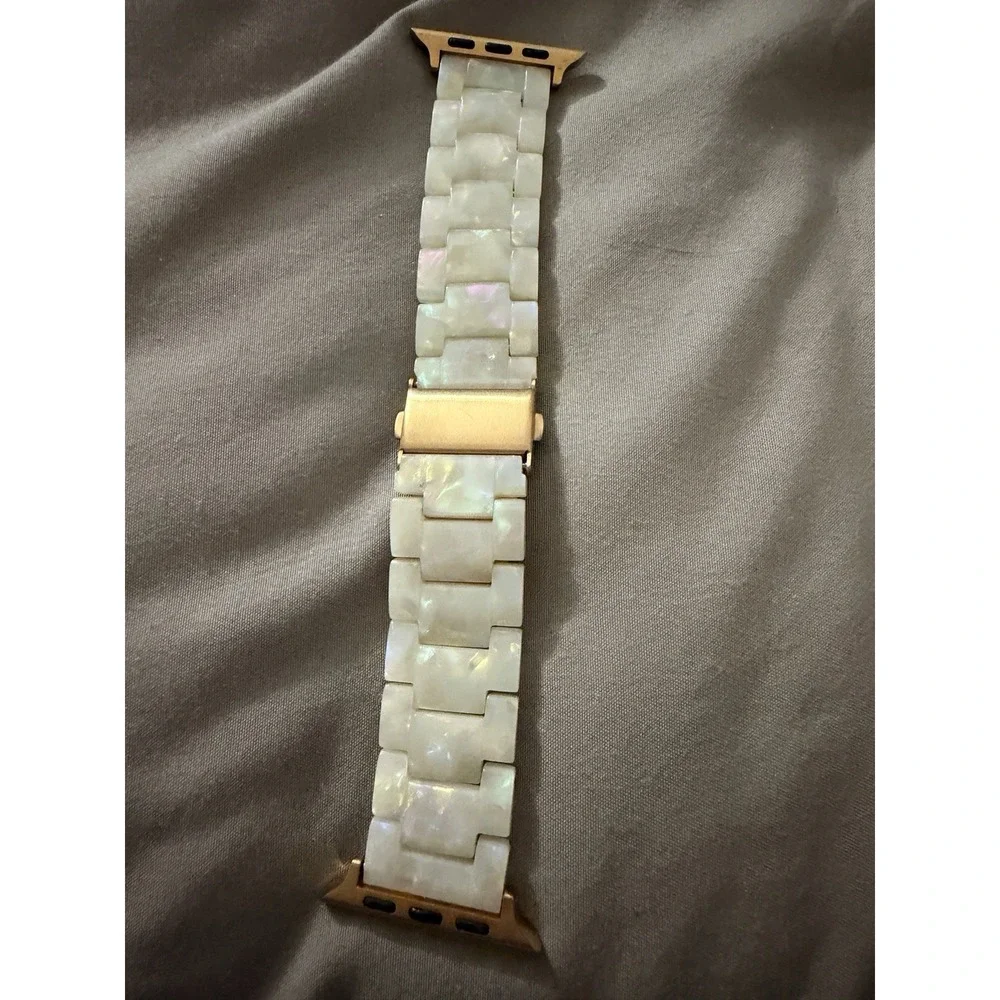 Resin Band for Apple Watch Series 11 10 SE 9 8 7 6 40/41/42mm Dressy Pearl